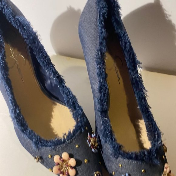 Women’s Blue Frilly Kitten Heels - Picture 3 of 7